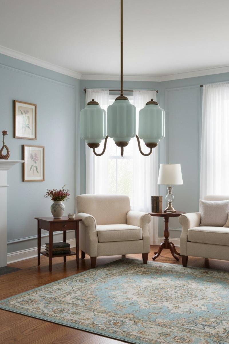 Vintage Eloise Glass Chandelier With 3 Lights