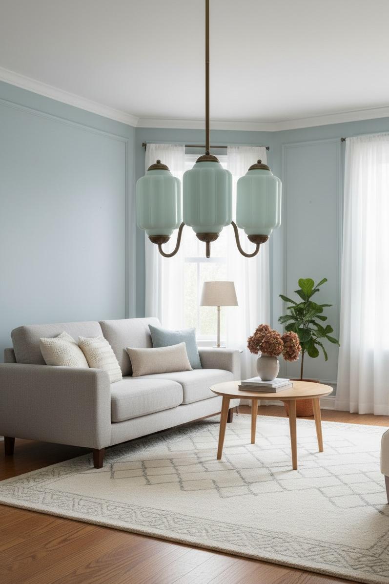 Vintage Eloise Glass Chandelier With 3 Lights