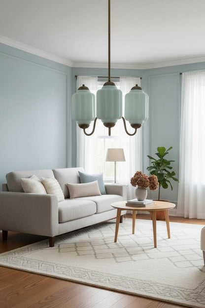 Vintage Eloise Glass Chandelier With 3 Lights