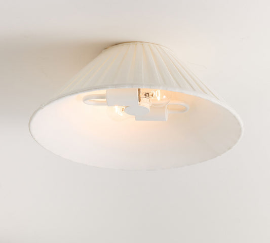 Luvora Pleated Shade Flush Mount - Fabric Round Design for Low Ceilings