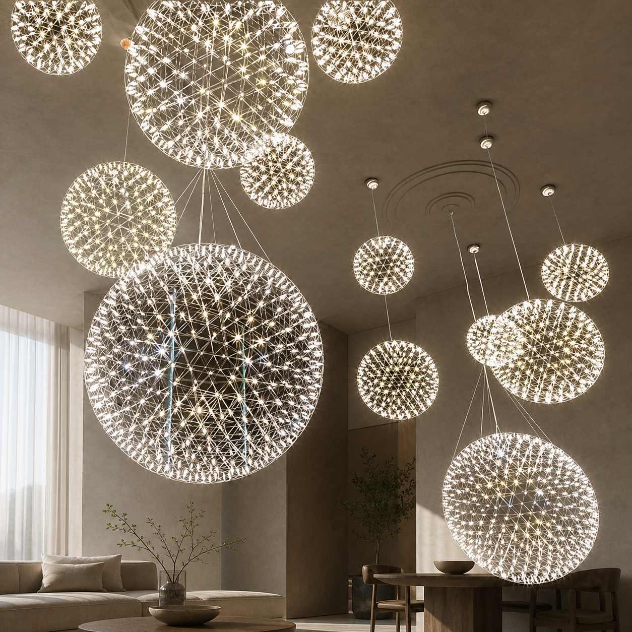 Silver Spark Ball Pendant Light