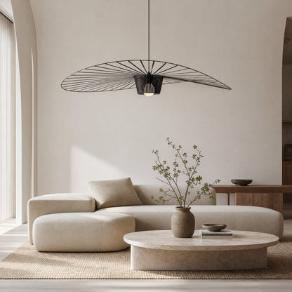 Spirava Moderne Stroh-Pendelleuchte – Minimalistische skulpturale Deckenleuchte für das Wohnzimmer N50