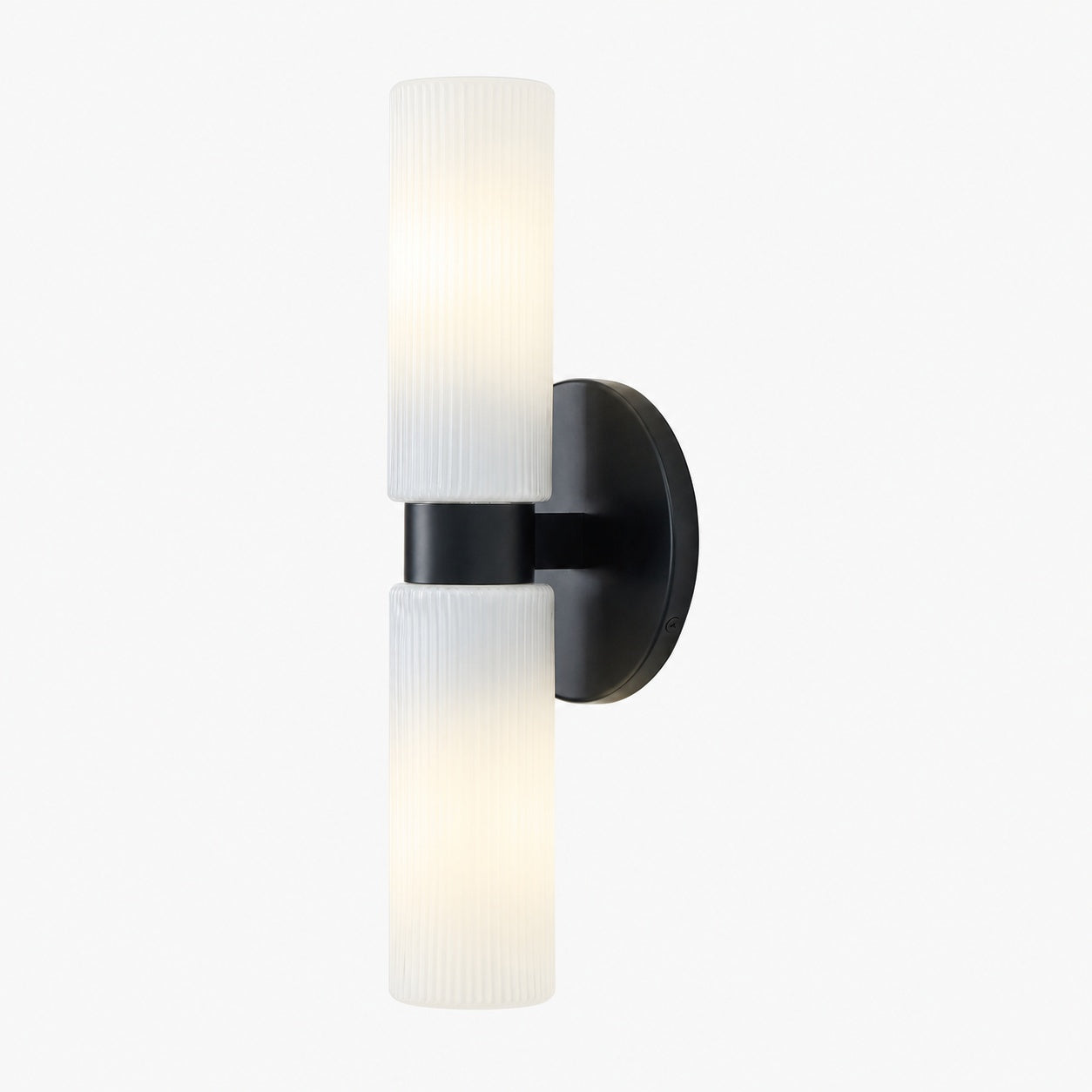 Rivora Doppel-Wandleuchte aus geriffeltem Glas, kurze Form, für drinnen und draußen, elegante Wandleuchte