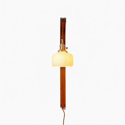 Curved Walnut Ceramic Plug-in Wall Light