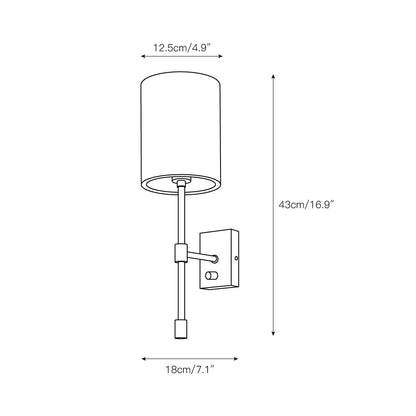 Atticus Fabric Shade Wall Sconce - Modern Brass Wall Light for Bedroom and Hallway