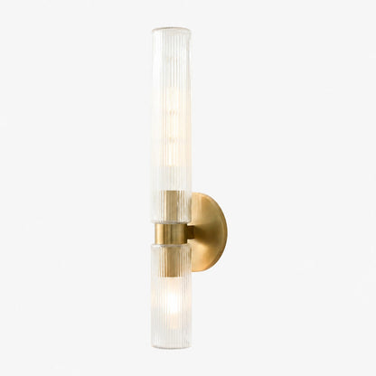 Rivora Doppel-Wandleuchte aus geriffeltem Glas, kurze Form, für drinnen und draußen, elegante Wandleuchte