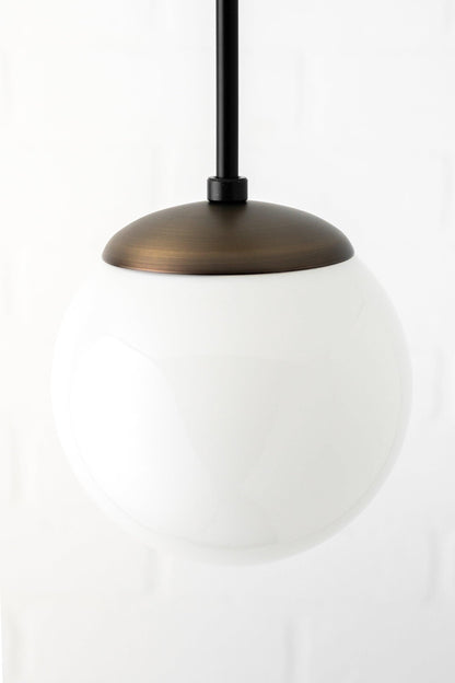 Glorica Glass White Globe Pendant Light - Mid Century Modern Glass Hanging Fixture