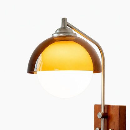 Afterglow Modern Sunset Wall Lamp – Dual Glass Shade Design with Wood-Texture Base