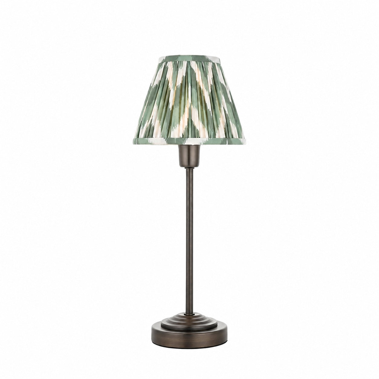 Bronzuno Tischleuchte mit gemustertem Stoff – Ausführung in Messing oder Bronze, modern-bohemischer Stil, ideal für Nachttisch und Wohnzimmer