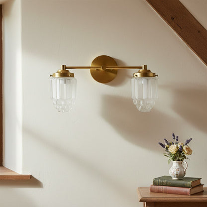 Tierlux Glass Vanity Light - Art Deco Bathroom Fixture with Skyscraper Shades