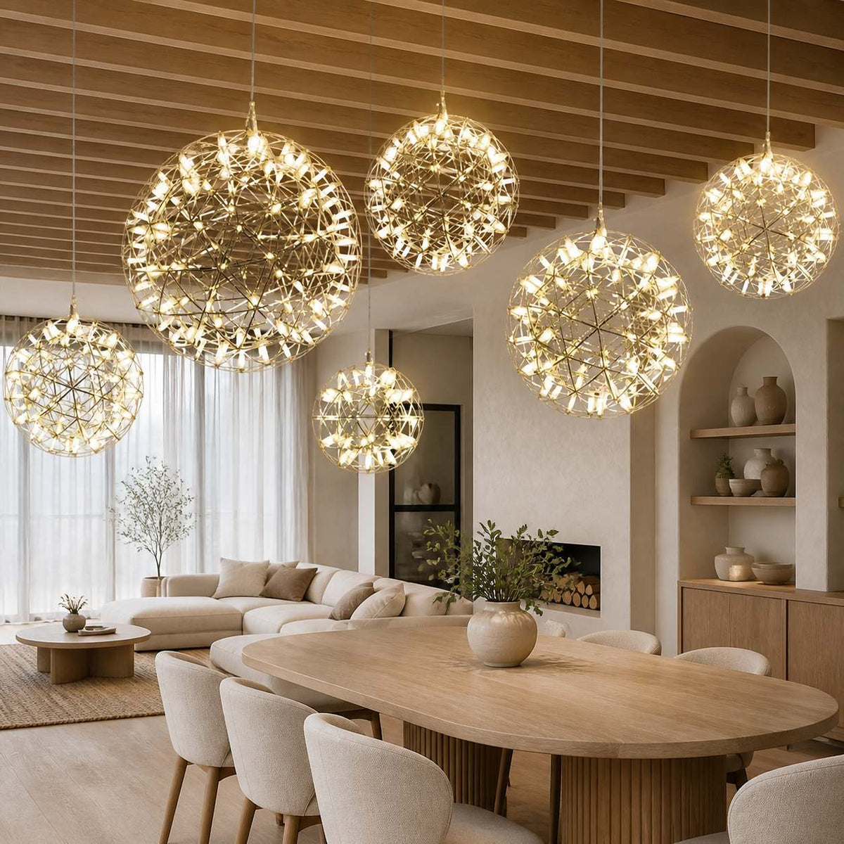 Silver Spark Ball Pendant Light