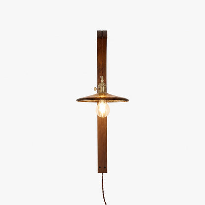 Curved Walnut Ceramic Plug-in Wall Light