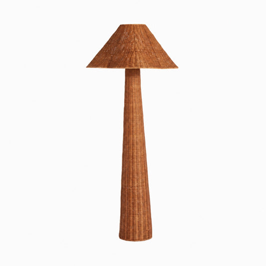 Wickara Stehlampe aus gewebtem Rattan – Skulpturales Rattan-Design im natürlichen Rattan-Stil, geeignet für Wohnzimmer und Schlafzimmer