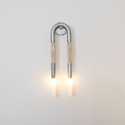 Moderne Wandleuchte aus Rosshaarglas – Messing/Nickel/Schwarz