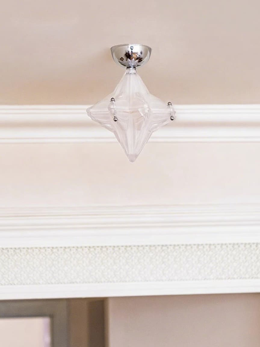 Art Deco Star Ceiling Lamp – Frosted Glass Fixture for Hallway & Entryway – Astris Ceres