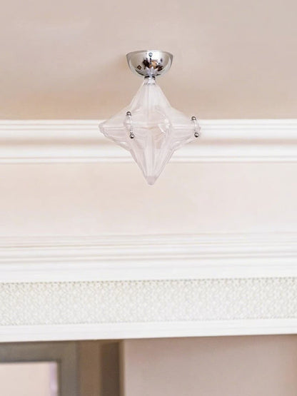 Art Deco Star Ceiling Lamp – Frosted Glass Fixture for Hallway & Entryway – Astris Ceres