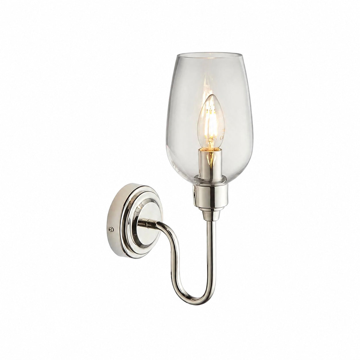 Clarione Art Deco Wall Light with Clear Glass Shade – Modern Metal Design for Hallways