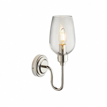 Clarione Art Deco Wall Light with Clear Glass Shade – Modern Metal Design for Hallways