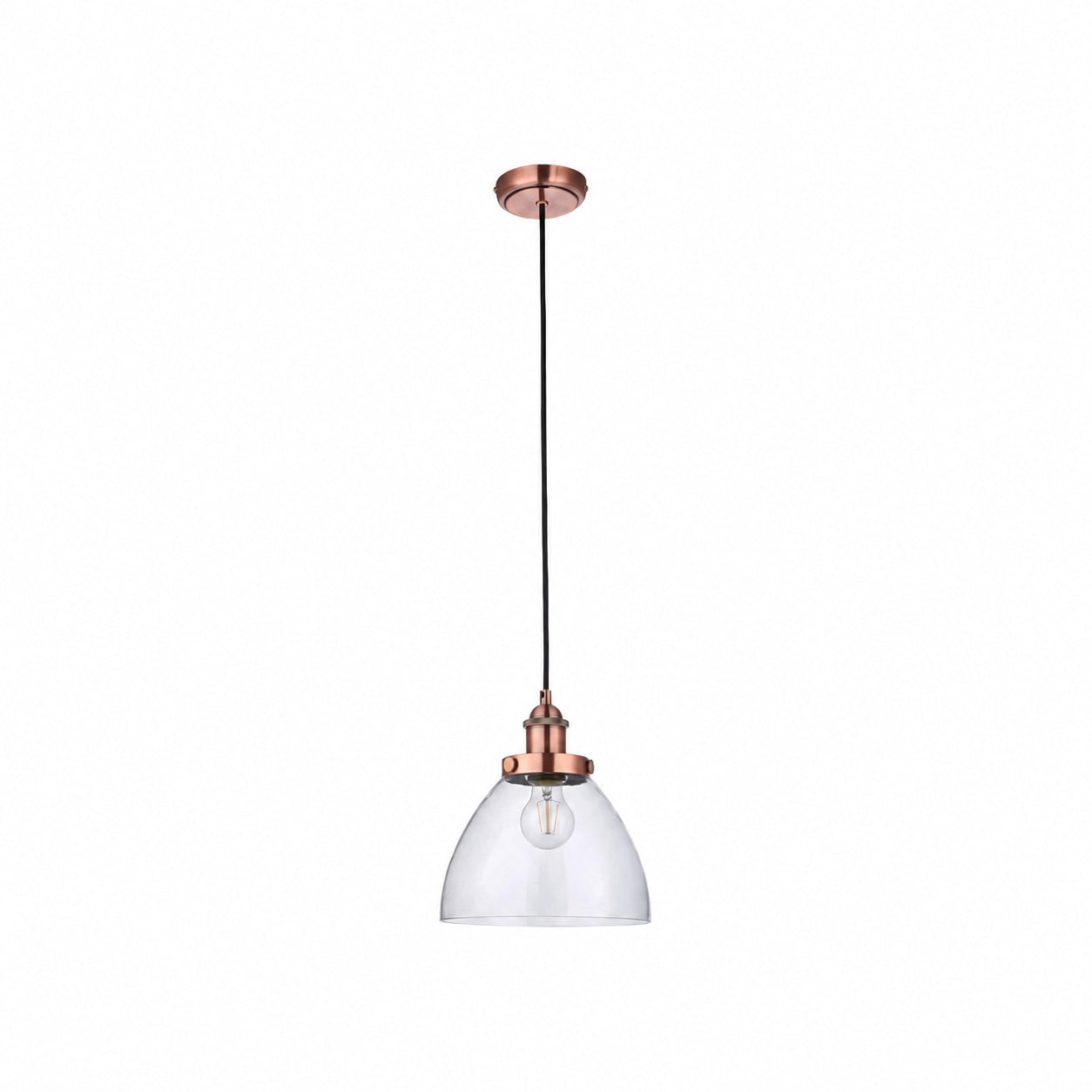 Novera Art Deco Kuppel-Hängeleuchte mit verstellbarer Höhe und Glasschirm - Wohnzimmer