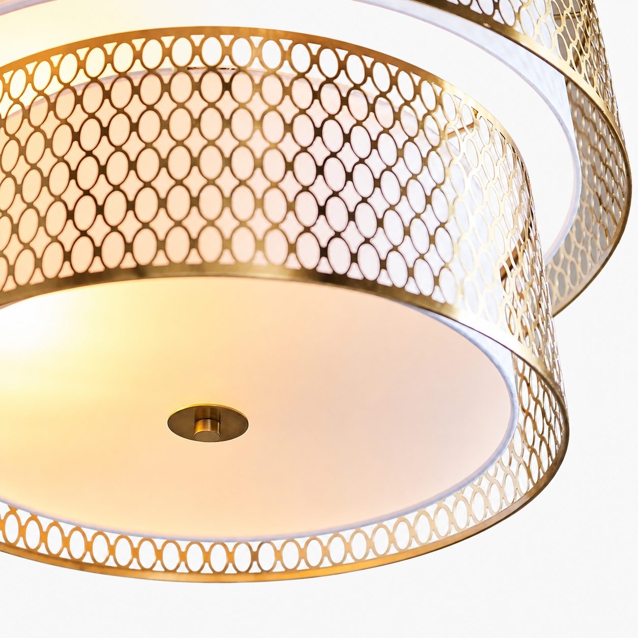 Liorin Geometrische Pendelleuchte – Moderne Pendelleuchte mit filigranem Metall- und Stoffschirm für den Innenbereich