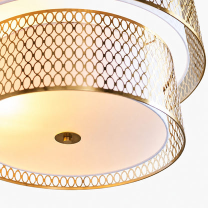Liorin Geometrische Pendelleuchte – Moderne Pendelleuchte mit filigranem Metall- und Stoffschirm für den Innenbereich