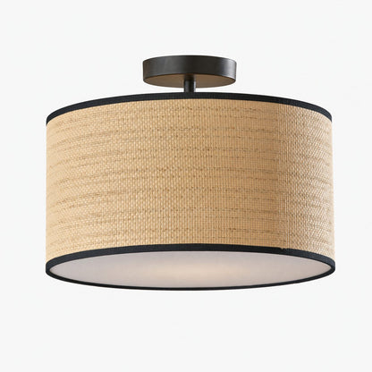 Dumora Drum Shade Ceiling Light - Natural Woven Paper Flush Mount