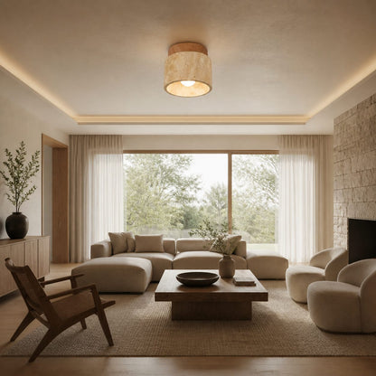 Travira Wabi Sabi Ceiling Light Organic Textured Marble Ceiling Lamp for Hallway
