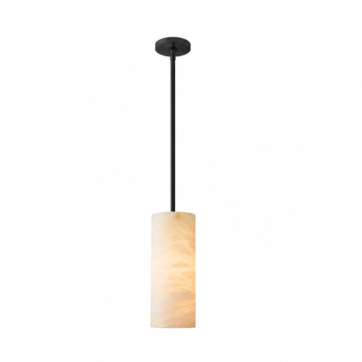 Hand Carved Alabaster Cylinder Pendant Light