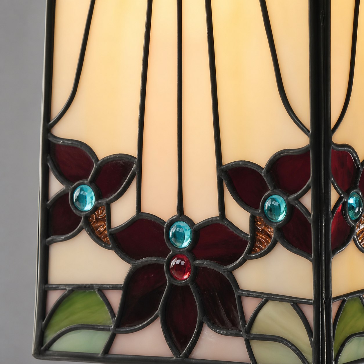 TF Camillo Mosaic Tiffany Glass Pendant Light - Square Lantern Shade - Artisan Home Décor Accessory