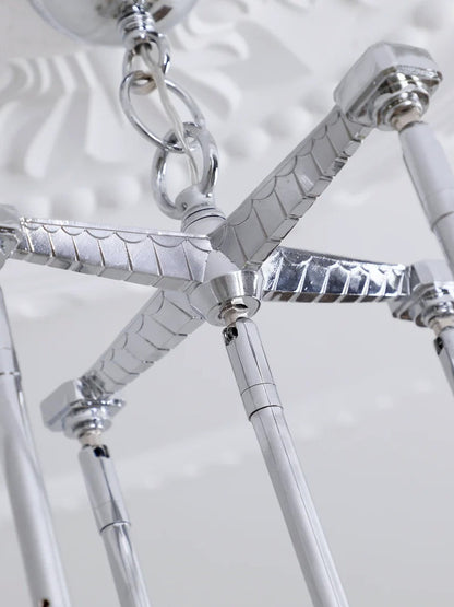 Art Deco Astris Star Chandelier – Frosted Glass Deco Fixture for Dining Room