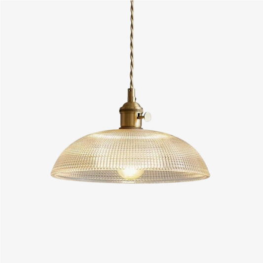 Solrib Nordic Vintage Metal Glass Ribbed Bowl Pendant Light – Home Decor Illumination