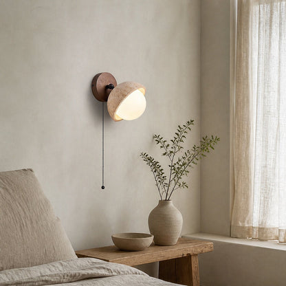 Modern Travertine Wall Lamp – Minimalist Stone Sconce for Bedroom Living Room Hallway