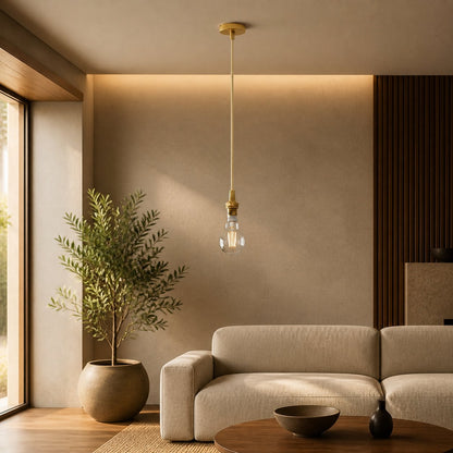 Moderne Pendelleuchte aus Messing von Plaitar – Minimalistische Deckenleuchte mit geflochtenem Kabel für Flure