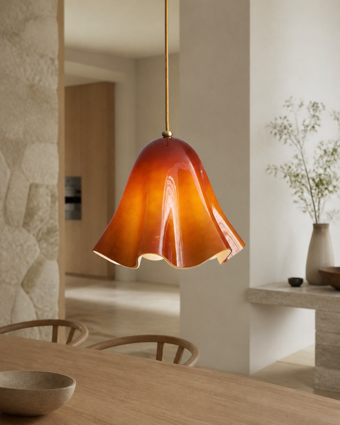 Bellina Artistic Glass Pendant Light - Modern Bloom Inspired Hanging Ceiling Lamp