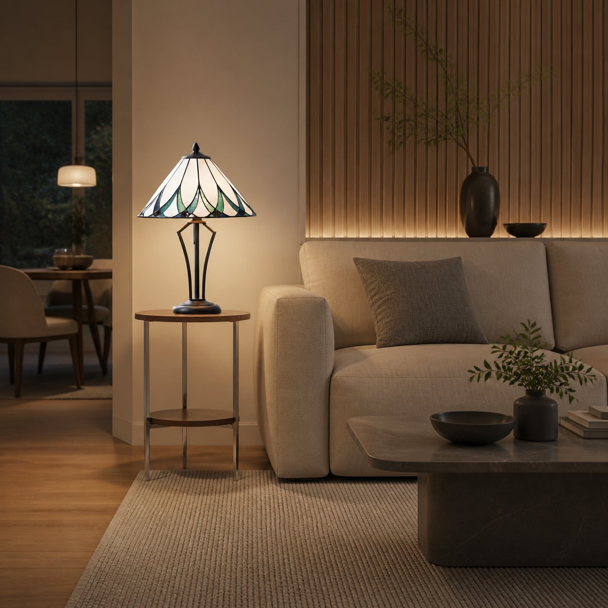 TF Allanton Water Ripple Glas-Tischleuchte – Klassischer Stil für Wohnzimmer, Schlafzimmer oder Arbeitszimmer