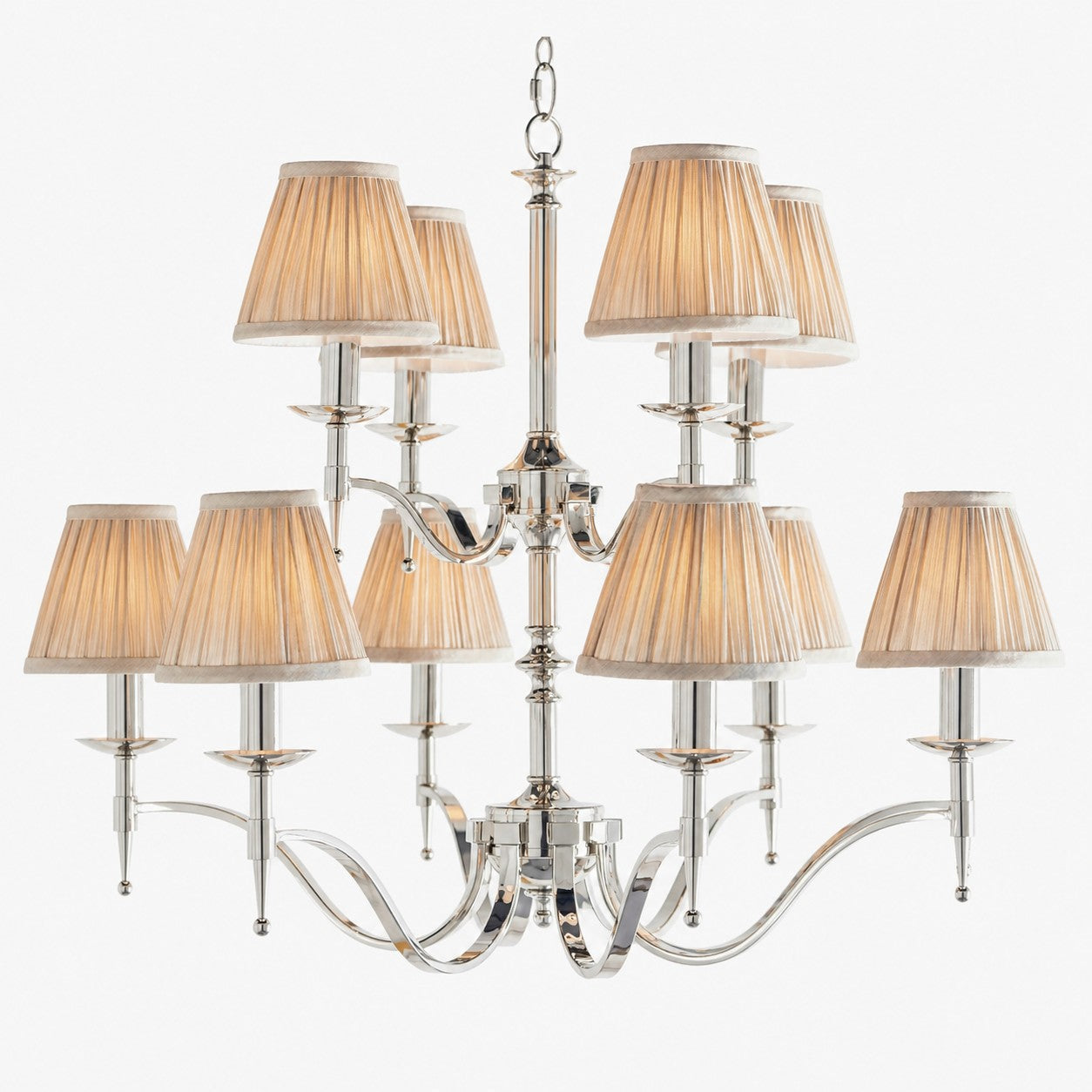 Tela Timeless Classic Elegant Multi Arm Stanford Chandelier - Metal Fabric Lighting for Living Room