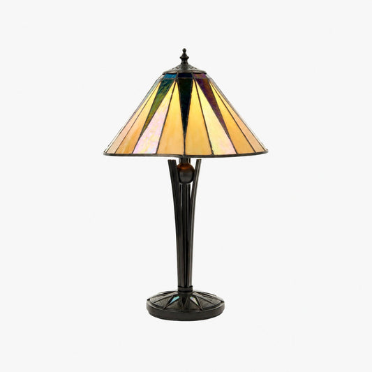 TF Dark Star Tischleuchte im Tiffany-Stil mit geometrischem Schirm für Schlafzimmer und Akzentbeleuchtung