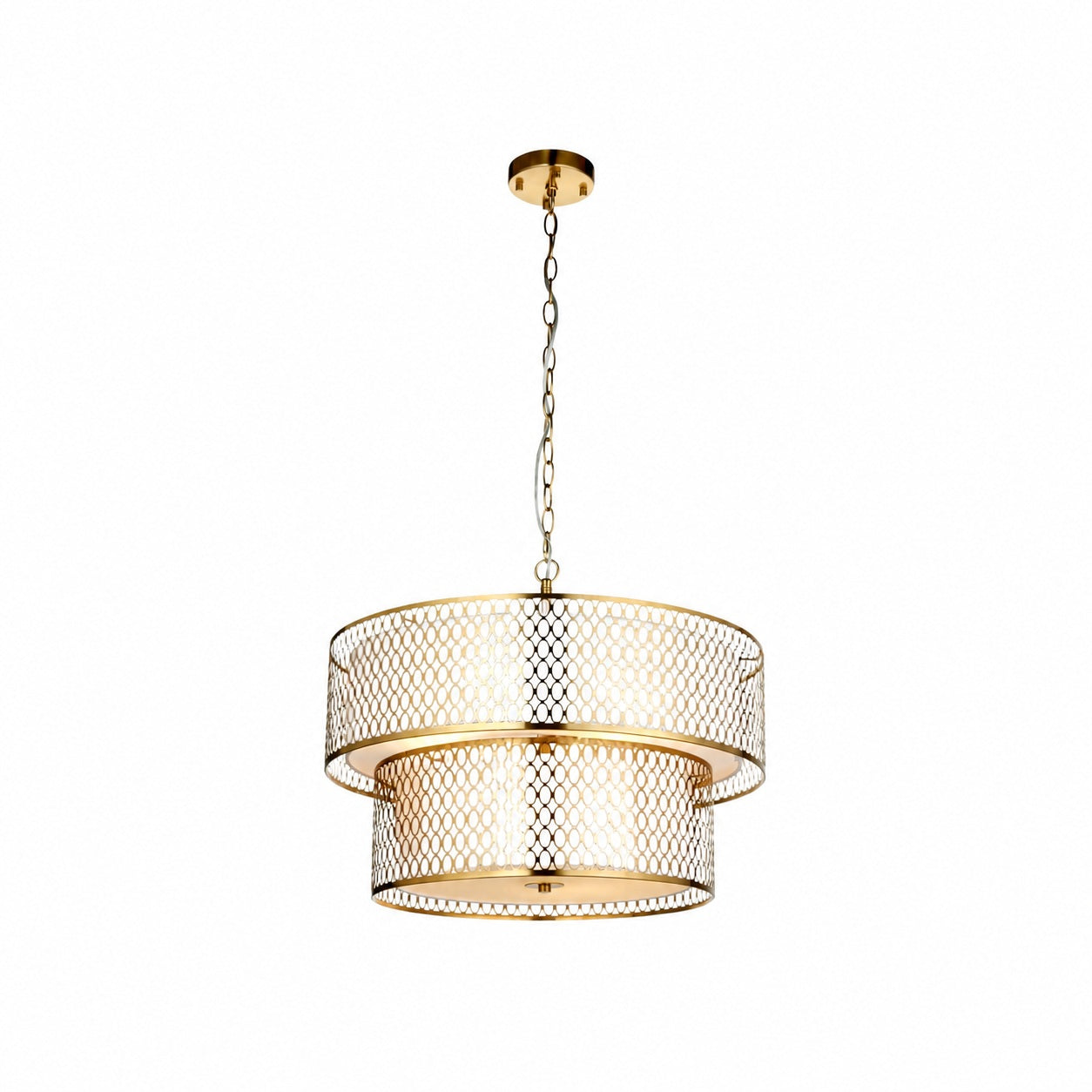 Liorin Geometrische Pendelleuchte – Moderne Pendelleuchte mit filigranem Metall- und Stoffschirm für den Innenbereich