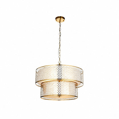 Liorin Geometrische Pendelleuchte – Moderne Pendelleuchte mit filigranem Metall- und Stoffschirm für den Innenbereich
