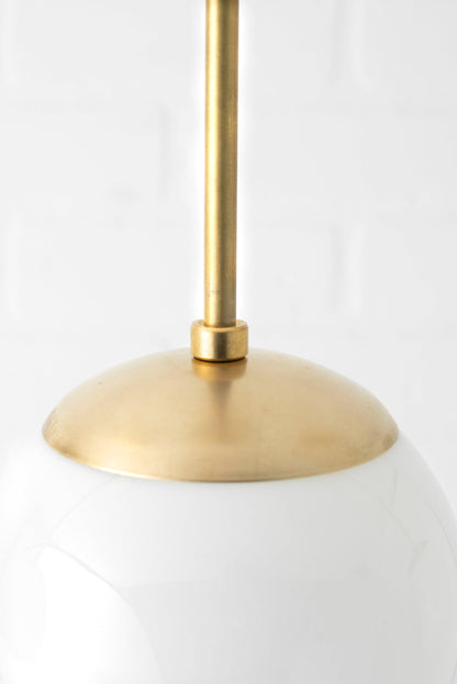 Glorica Glass White Globe Pendant Light - Mid Century Modern Glass Hanging Fixture