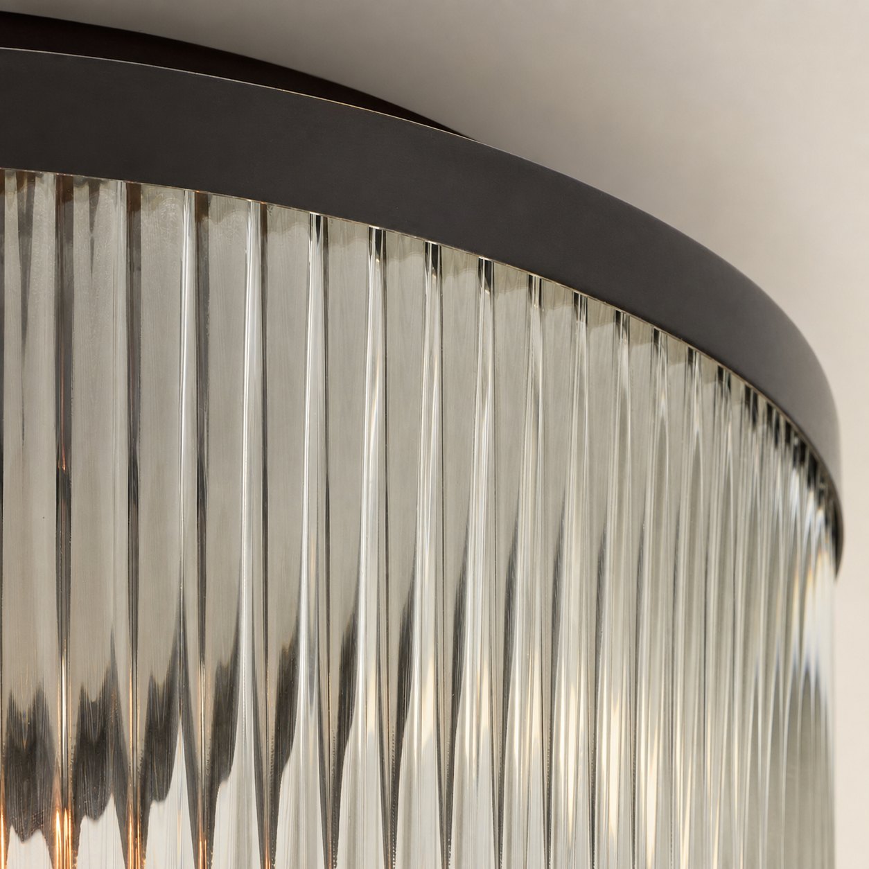 Bravira Flush Mount Ceiling Light - Ribbed & Bubbled Glass Metal Light