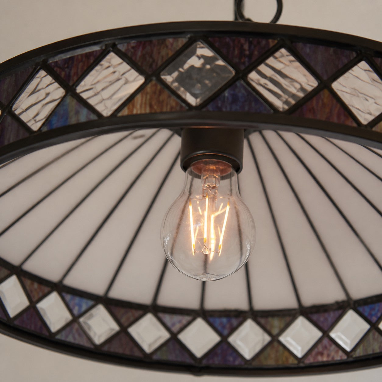 TF Fargo Pendant Light - Tiffany Style Lighting with an Art Deco Shade and Adjustable Chain