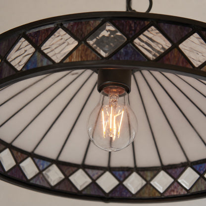 TF Fargo Pendant Light - Tiffany Style Lighting with an Art Deco Shade and Adjustable Chain