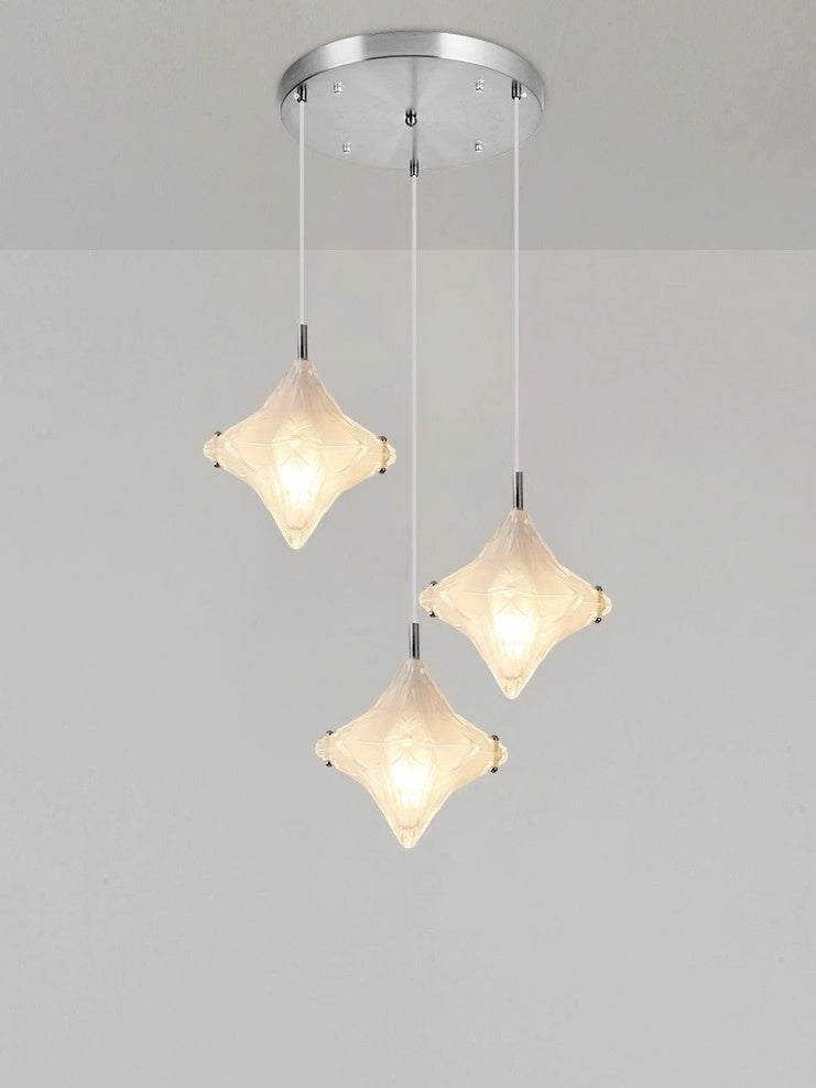 Art Deco Star Staircase Pendant Light – Frosted Glass Hanging Fixture –  Astris Altair