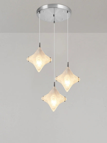 Art Deco Star Staircase Pendant Light – Frosted Glass Hanging Fixture –  Astris Altair