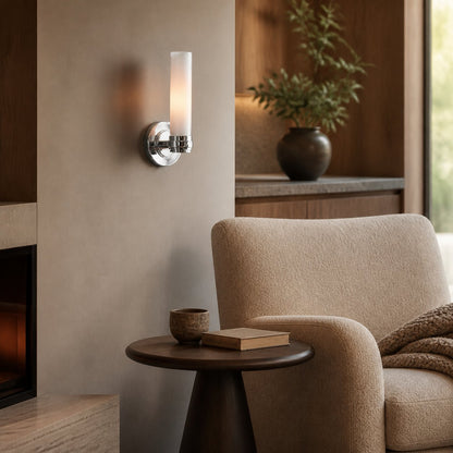 Roven Modern Wall Sconce Inspired with Glass Cylinder Shade - Versatile Accent For Living Room