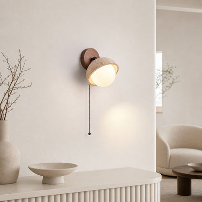 Modern Travertine Wall Lamp – Minimalist Stone Sconce for Bedroom Living Room Hallway