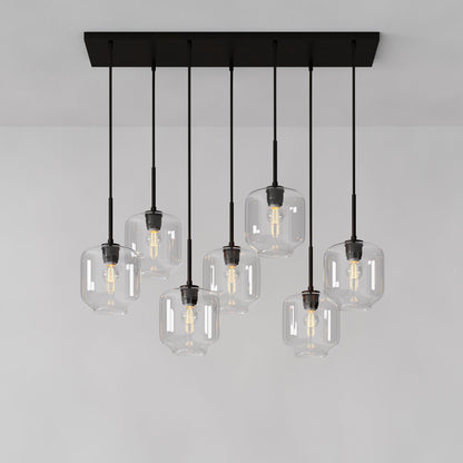 Lumivelle Sculptural 7-Light Chandelier – Adjustable Height Modern Glass Pendant