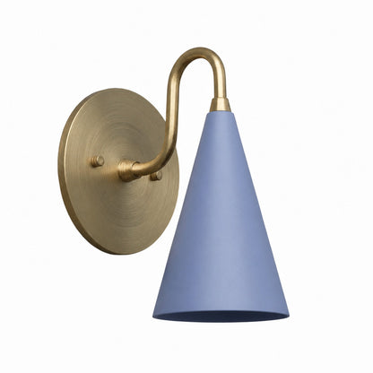 Curva Metal Cone Shade Sconce – Vintage Brass Wall Light for Entryway or Stairwell
