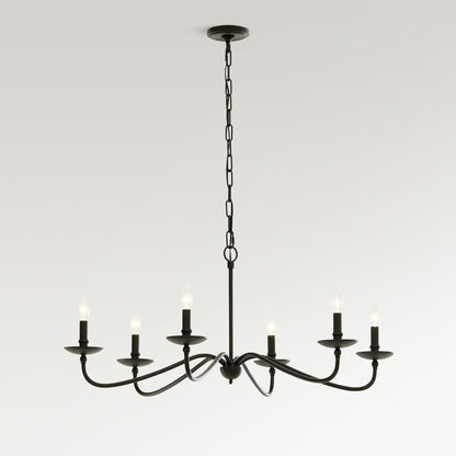 Rustic Iron Candle Chandelier for Dining Rooms and Living Spaces